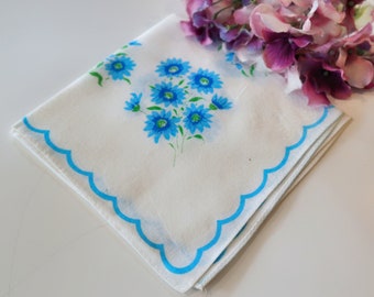 Vintage zakdoek blauw & wit bloemen zakdoek