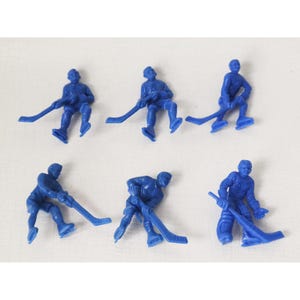1956 - 1957 Set of 6 Kelloggs Corn Flakes Premium Plastic Blue Hockey Men Vintage NHL