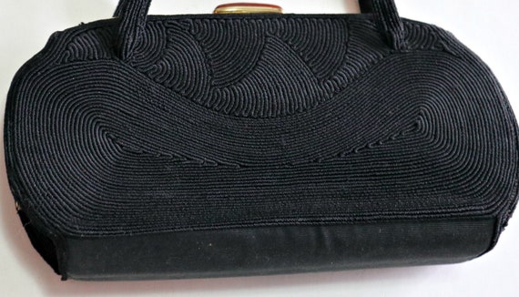 Vintage Black Cloth Purse & Leather Change Purse … - image 6