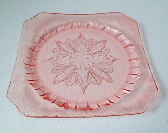 Vintage Pink Adam Depression Glass Dinner Plate Plate Jeanette 1930s