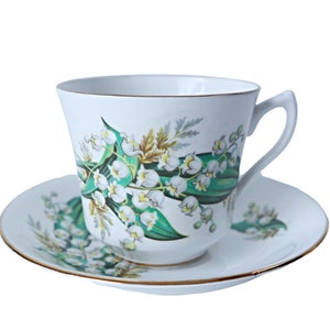 Tea Cup and Saucer Teacup Lily of the Valley Fine Bone China England Teacup Set