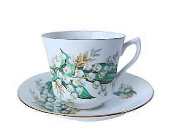 Tea Cup and Saucer Teacup Lily of the Valley Fine Bone China England Teacup Set