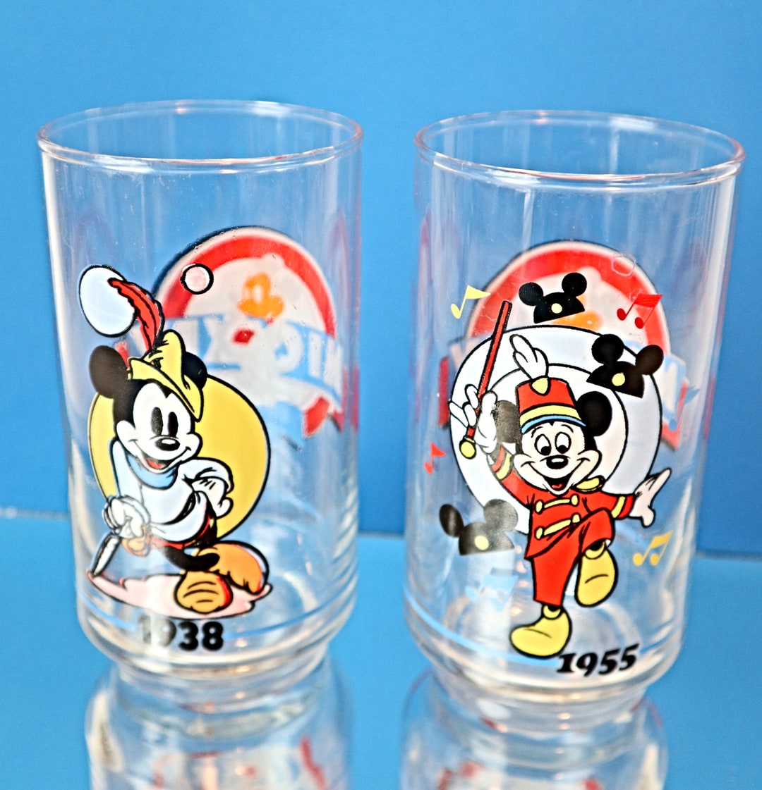 RARE Vintage Disney Director Mickey Mouse 5.5 Tall Glass Drink