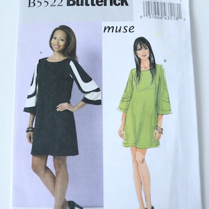 Misses Close Fitting A-Line Dress EASY Sewing Pattern - Butterick 5522 - Size 8 10 12 14 - Out of Print - Uncut Factory Fold