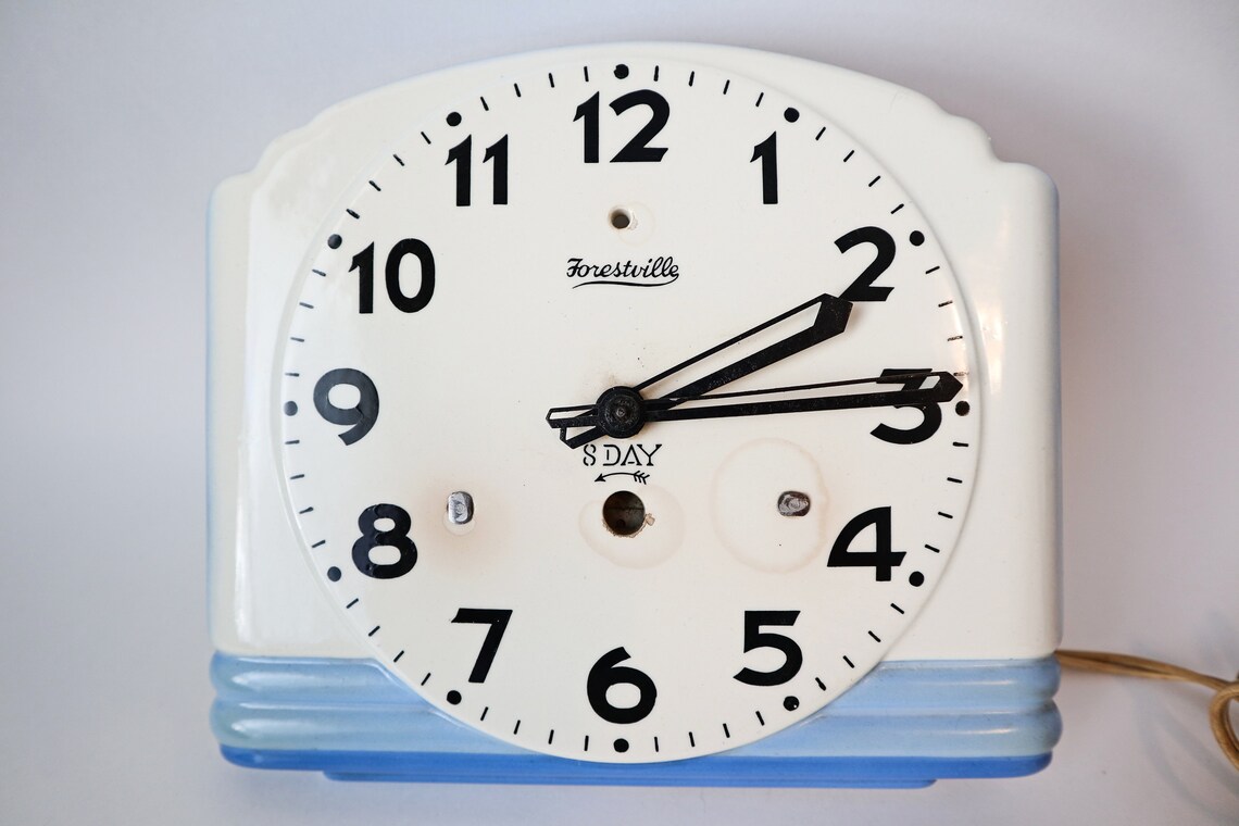 Vintage Forestville Wall Clock 8 Day Clock 1940's Etsy