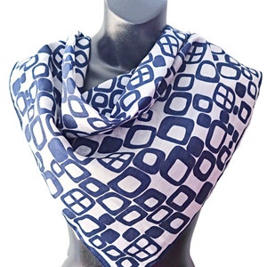 Vintage Fashion Scarf Blue & White Abstract Scarves