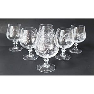 6 Vintage Cognac Glasses Brandy Snifter Crystal Barware Wine Cocktail Liqueur