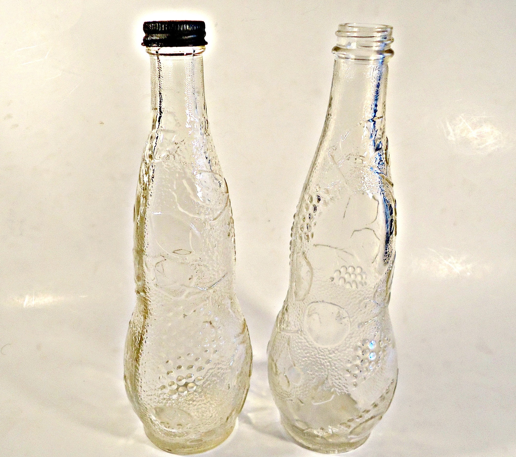 2 Antique Glass Horne Embossed Fruit Grape Cherry Lemon Orange Etsy