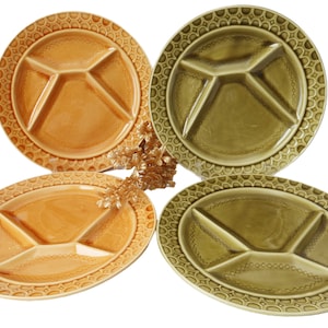 4 Vintage Fondue Plates Grill Plates Made In France Yellow Green