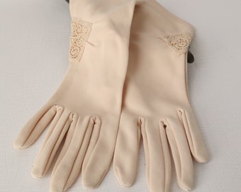 Vintage Evening Gloves Beige Evening Gloves Dress Gloves Formal Gloves Short Evening Gloves