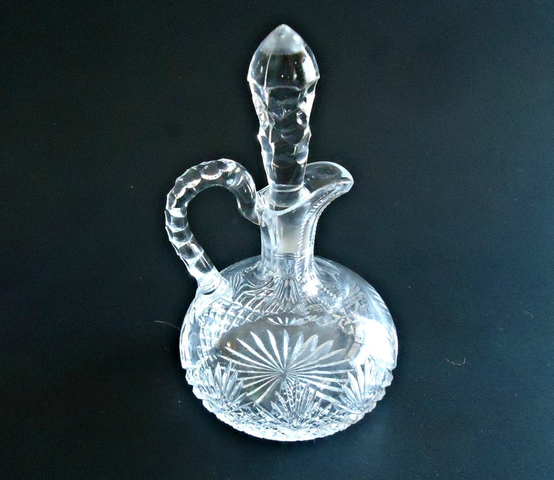 Vintage Pressed Glass Cruet With Stopper Pineapple Etsy