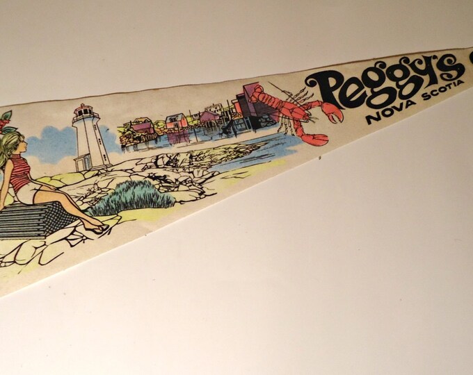 Vintage Pennant Peggy 's Cove Nova Scotia Souvenir Pennant Etsy