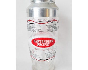 Vintage MCM Cocktail Shaker With Recipes Retro Barware