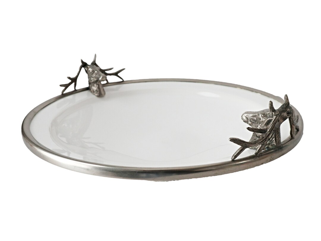 Vintage Vagabond House Lodge Style Elk Head Stoneware Platter Deer