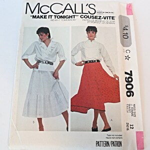 McCall&#39;s 7906 Sewing Pattern Misses&#39; Flared Skirt  Size 12 14 16  18 Uncut