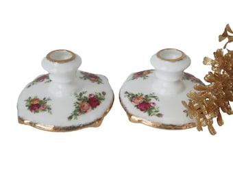 【希少】英国製 オールドカントリーローズ 燭台 キャンドルスタンド 英国製 キャンドルスタンド 燭台 シルバープレート