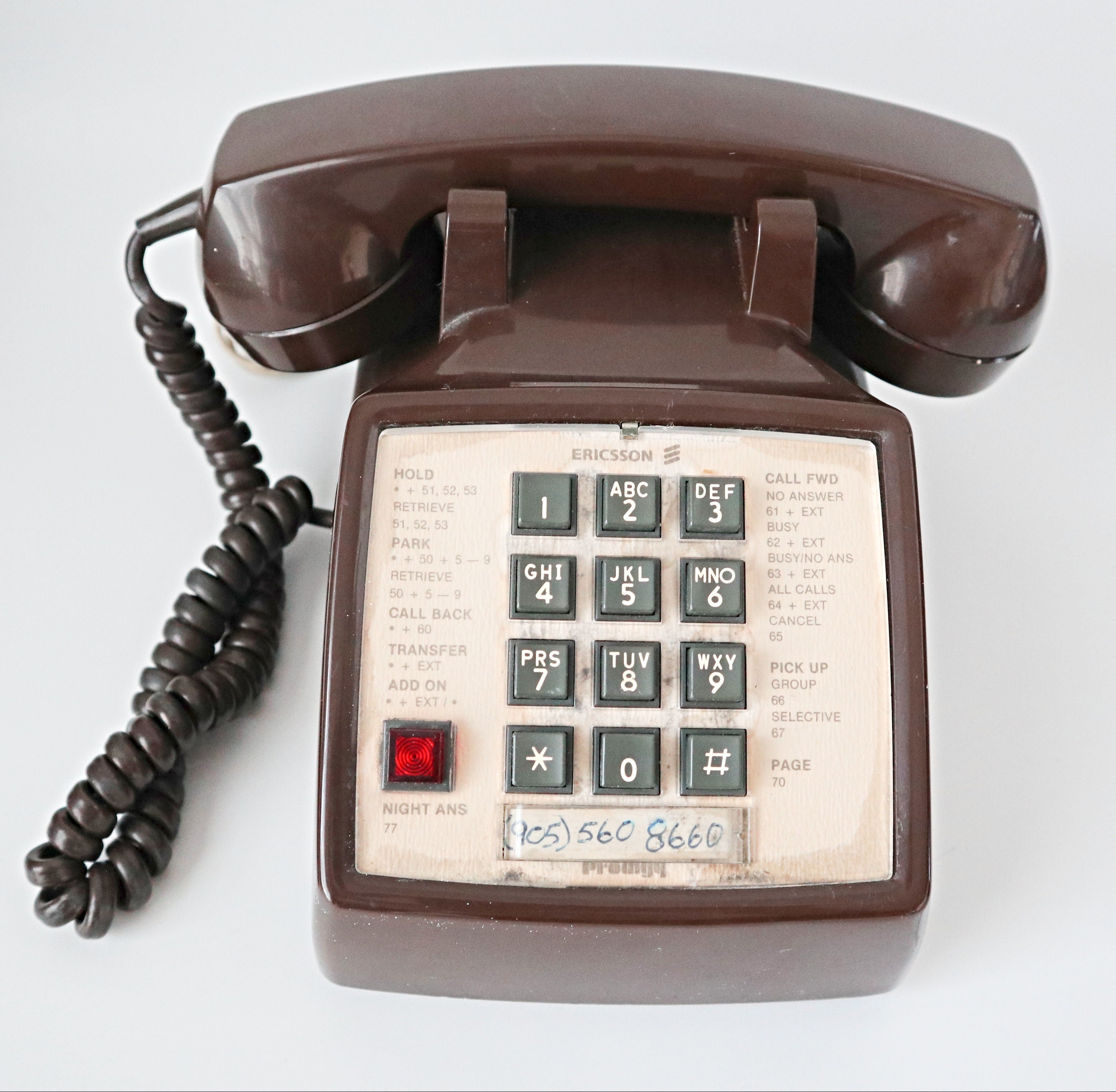 Vintage Brown Push Button Desk Phone Retro Touch Tone Telephone 