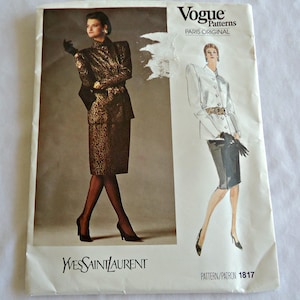 Patron de couture Vogue 1817 Paris Original veste et jupe de la marque Yves Saint Laurent vintage patron taille 10 non coupé