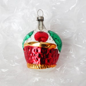 Enfeite de Natal vintage antigo, enfeites de vidro de mercúrio, cesta, enfeites de casa de vidro figurativos antigos, década de 1940