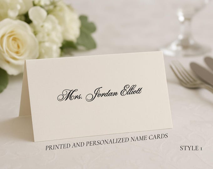 Wedding Place Cards | Personalized Name Cards | Folded Escort Cards | Custom Table Setting Cards | Printed Wedding Stationery