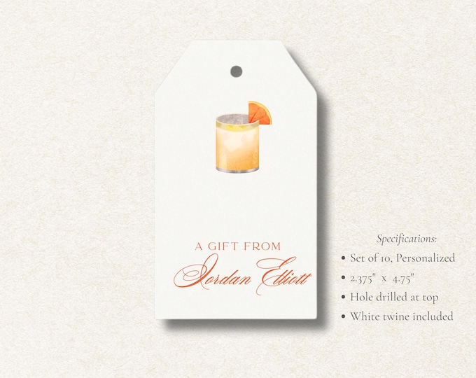 Personalized Paloma Gift Tags | Cocktail Favor Tags | Custom Tequila Party Tags | Set of 10 | Watercolor Grapefruit Paloma Gift Tags