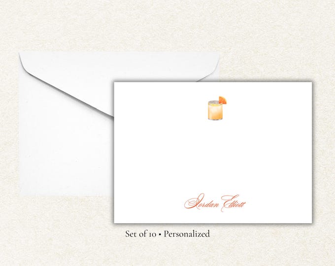Personalized Paloma Cocktail Stationery | Custom Name Flat Note Cards | Cocktail Lover Notecards | Hostess Gift | A2 Cards with Envelopes