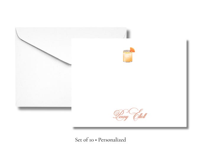 Personalized Paloma Cocktail Stationery | Custom Name A2 Notecards with Envelopes | Flat Cocktail Note Cards | Hostess & Bar Cart Gift