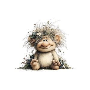Nursery Troll Clipart Bundle, Cute Mythical Creatures (12 PNGs)