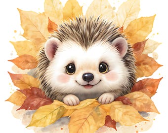 Fall Hedgehog Clipart Bundle - 14 Cute Woodland Animals