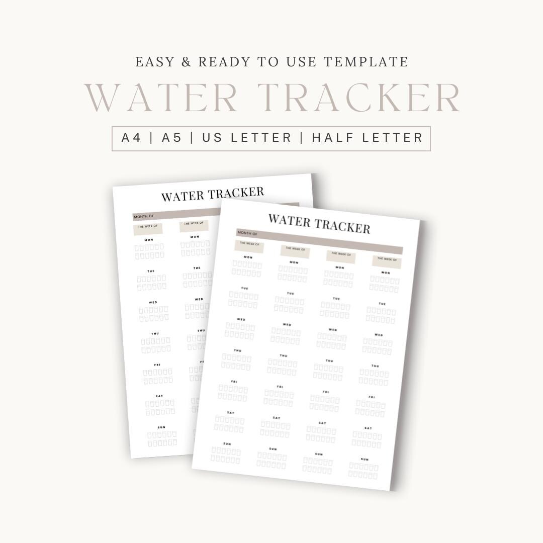 Storage Tracker. Water Water Tracker | Printable Water Tracker PDF | Hydration Tracker ...