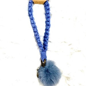 Blue Handmade Macrame Keychain Wristlet