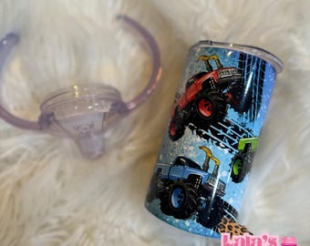 Monster Truck Kids Tumbler: 12oz Stainless Steel Sippy Cup