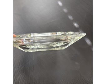Vintage Heavy Clear Glass Geometric Ashtray – Mid-Century Modern Style 8.25"