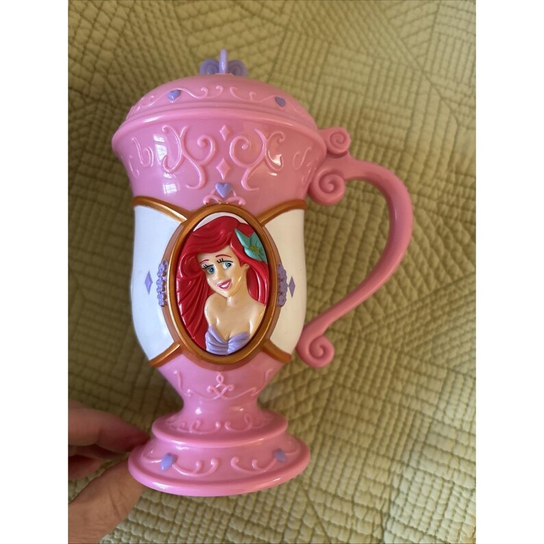 Disney Princess Ariel Lidded Mug Set – Little Mermaid Pink Cocoa Cups w Lids image 11