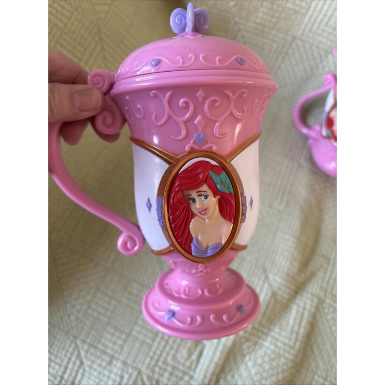Disney Princess Ariel Lidded Mug Set – Little Mermaid Pink Cocoa Cups w Lids image 9