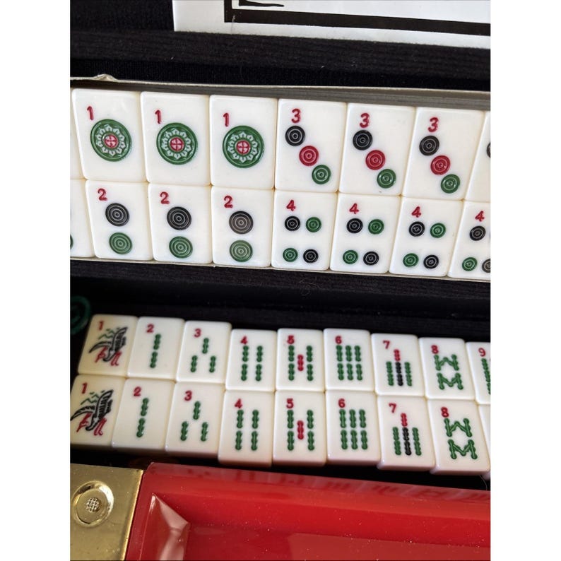 GRA MAHJONG 4 półki z pleksiglasu 160 białych (kolorowych) płytek 6 etui na jokery NOWOŚĆ zdjęcie 7
