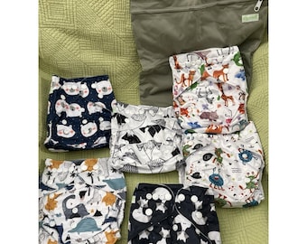Cloth Diaper 6 Pack w 6 Inserts & Wet Bag Adjustable by Wegreeco Decorative