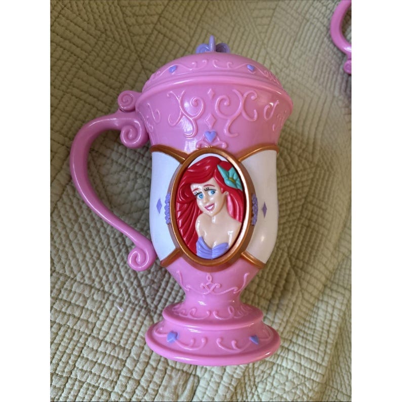 Disney Princess Ariel Lidded Mug Set – Little Mermaid Pink Cocoa Cups w Lids image 6