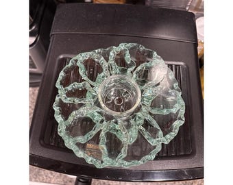 Bougeoir fait main à 3 couches en verre teinté vert unique par G2 Creations