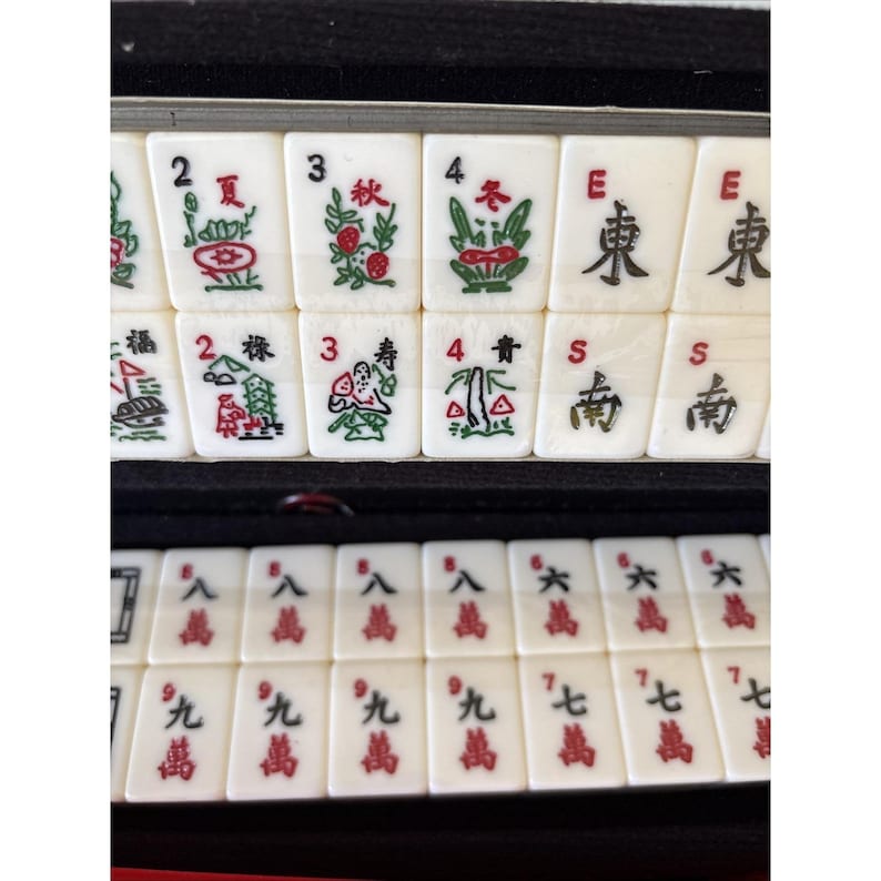 GRA MAHJONG 4 półki z pleksiglasu 160 białych (kolorowych) płytek 6 etui na jokery NOWOŚĆ zdjęcie 8