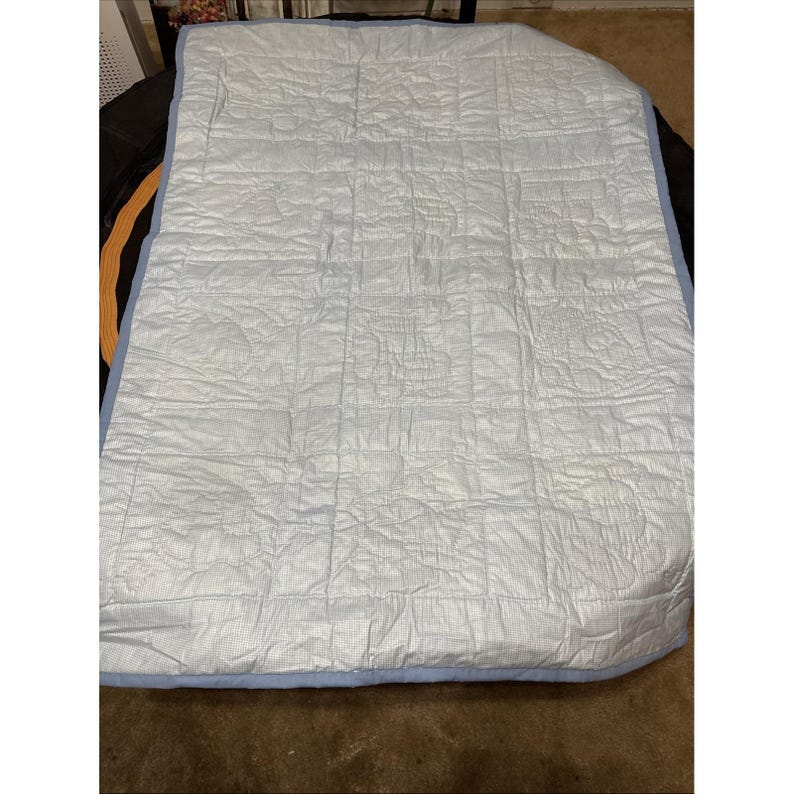 Cross Stitch Hand Made Vintage Baby Boy Blanket Trucks Warm Quilted 46 X 34" image 8
