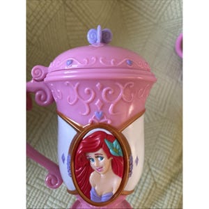 Disney Princess Ariel Lidded Mug Set – Little Mermaid Pink Cocoa Cups w Lids image 8