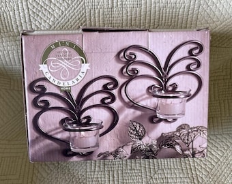 NEW - 2 Piece Tea Light Candle Holder Wall Sconces Silver