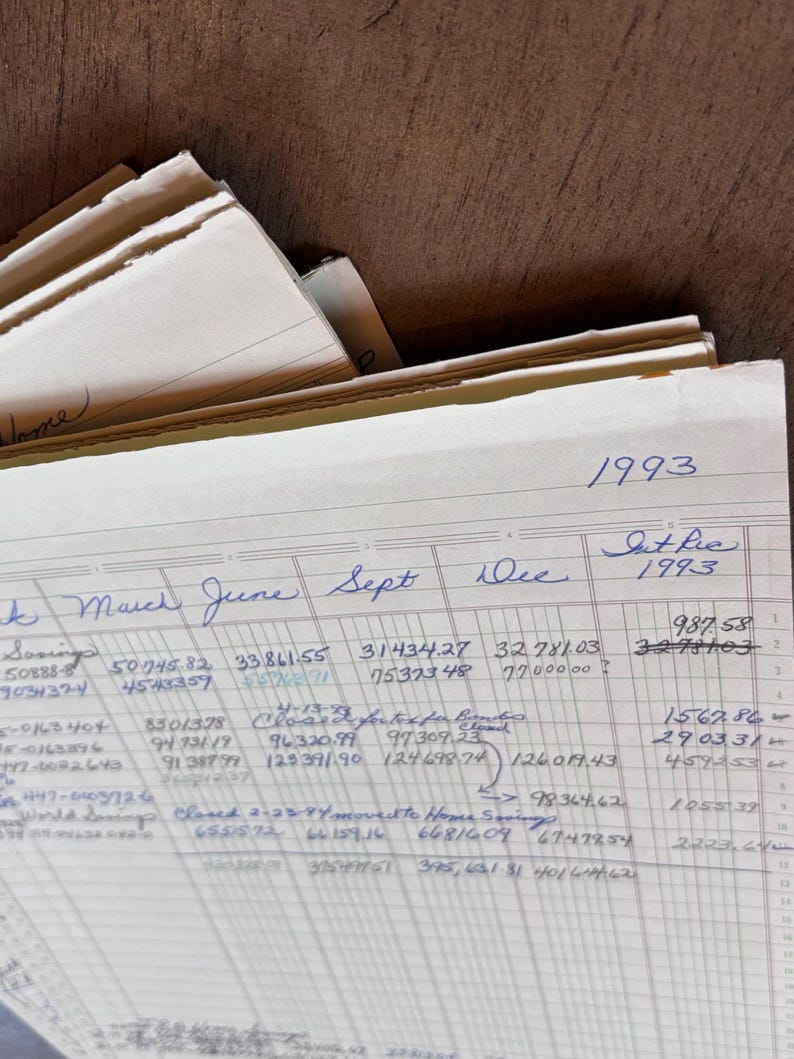 Handritten Old Data Handwritten Ledger Pages Ephemera 1980s–1990s Accounting Paper Junk ...