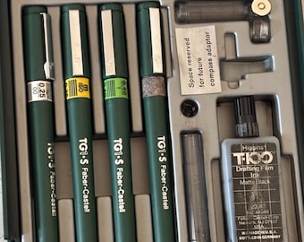 Juego de bolígrafos de dibujo técnico Faber-Castell TG1-S vintage en estuche original.