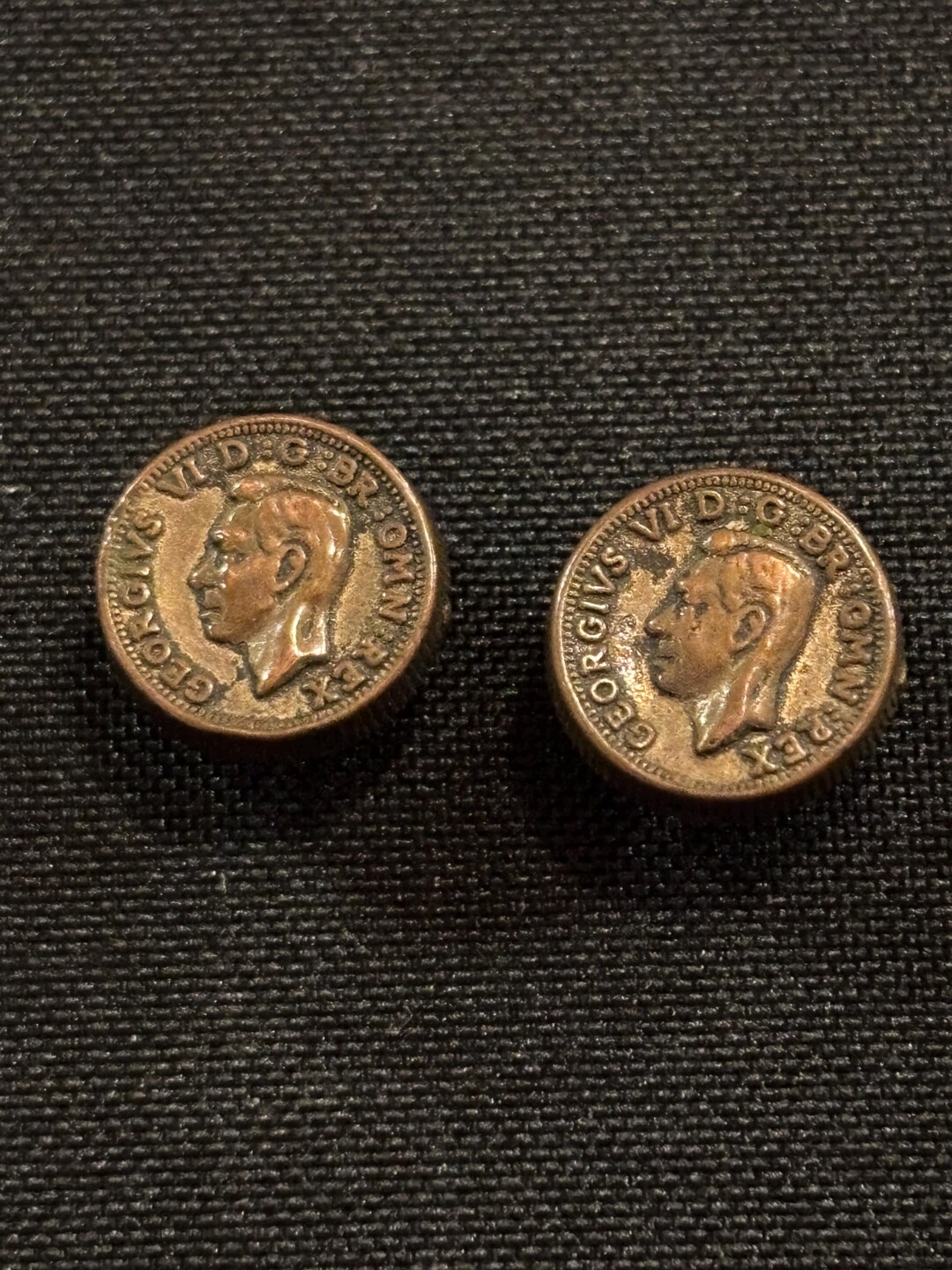 Vintage King George VI Coin Buttons – Brass Tone Military Style, Set of ...