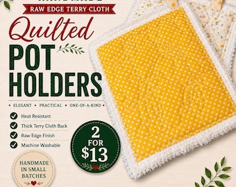Cotton Terry Quilted Pot Holders set of 2