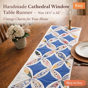 Cathedral window Quilted wall art or table runner