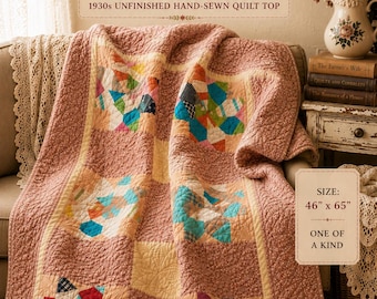 Vintage wonky star Throw Quilt