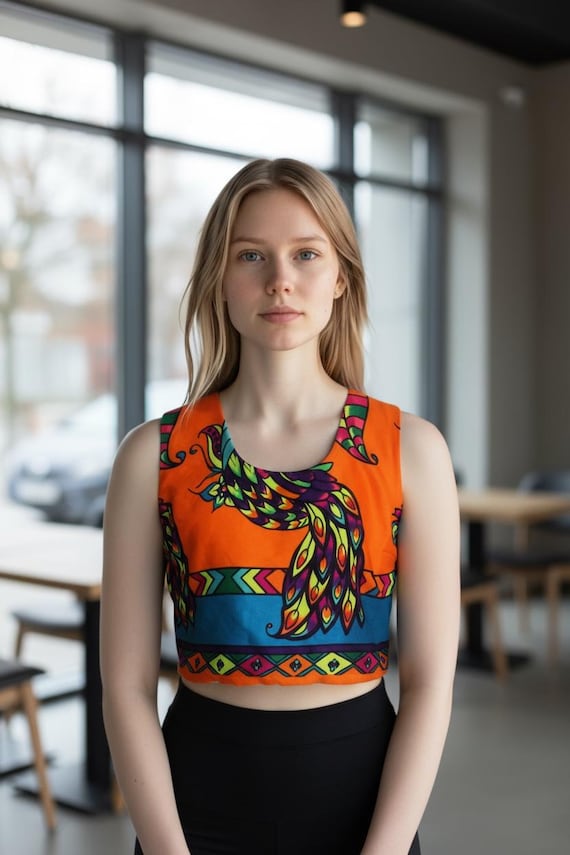 Orange Paruma Crop Top with Bow in the back.